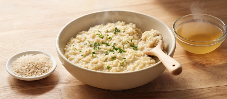 This comforting bowl relies on Arborio rice slowly absorbing warm broth